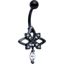 Load image into Gallery viewer, Clear CZ Gem Black Gothic Star Dangle Belly Ring