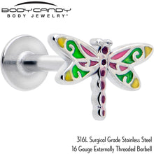 Load image into Gallery viewer, 16G Dragonfly Colors Flat Back Earring
