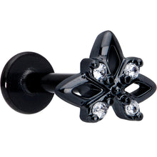 Load image into Gallery viewer, 16G Clear CZ Gem Black Gothic Star Flat Back Earring