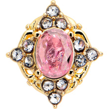 Load image into Gallery viewer, 16G Pink Tourmaline Gold Tone Wondrous Glam Flat Back Earring