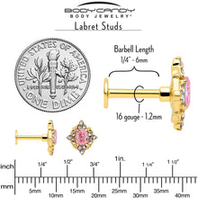 Load image into Gallery viewer, 16G Pink Tourmaline Gold Tone Wondrous Glam Flat Back Earring