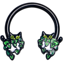 Load image into Gallery viewer, 16G 3/8 Black Pouncing Cat Horseshoe Circular Barbell
