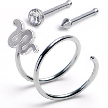 Load image into Gallery viewer, 20G Nose Bone Snake Twister Double Nose Hoop Ring 3 Pack