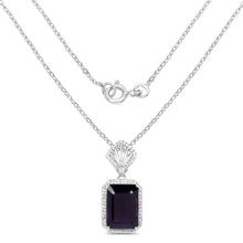 Load image into Gallery viewer, 7.37 Carat Genuine Amethyst and White Zircon .925 Sterling Silver Pendant
