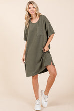 Load image into Gallery viewer, Urban Rib Knit Short Sleeve Tee Dress For Women – Comfortable, Trendy, Chic & Versatile Dress for Casual Occasions
