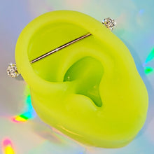 Load image into Gallery viewer, 14G Clear Gem Internally Threaded Disco Industrial Barbell 38mm