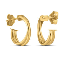 Load image into Gallery viewer, 14k Yellow Gold Crossover Hoops