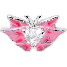Load image into Gallery viewer, 16G 1/4 Clear Gem Heart Pink Butterfly Cartilage Tragus Earring