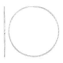 Load image into Gallery viewer, Sterling Silver Large Textured Round Hoop Earrings