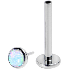 Load image into Gallery viewer, 16G 3/8 White Synthetic Opal G23 Titanium Threadless Push In Labret