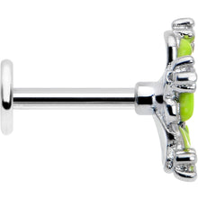 Load image into Gallery viewer, 16G Clear CZ Gem Go Green Flower Flat Back Earring