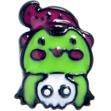 Load image into Gallery viewer, 20G 7mm Black Witch Frog Skull Halloween Nose Screw Ring