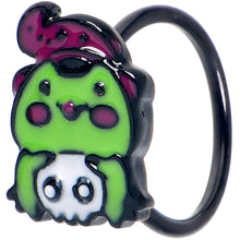 Load image into Gallery viewer, 20G 5/6 Black Witch Frog Skull Halloween Nose Hoop