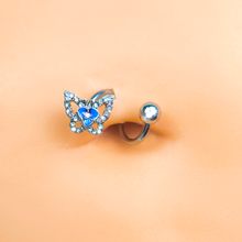 Load image into Gallery viewer, Clear Gem Fabulous Butterfly Blue Spiral Twister Belly Ring