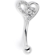 Load image into Gallery viewer, 16G 5/16 Clear Gem Asymmetrical Heart Curved Eyebrow Ring