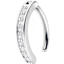 Load image into Gallery viewer, 14G 3/8 Implant Grade Titanium CZ Paved Hinged Hoop Belly Ring