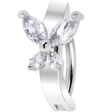 Load image into Gallery viewer, 14G 3/8 Clear CZ Gem G23 Titanium Butterfly Hinged Hoop Belly Ring
