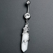 Load image into Gallery viewer, Clear Gem Mermaid Rider Dangle Belly Ring