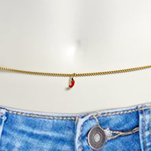 Load image into Gallery viewer, Red Gem Gold Tone Pure Style Dangle Belly Chain