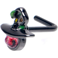 Load image into Gallery viewer, 20G 7mm Black Red Eye Witch Hat L-Shape Nose Ring