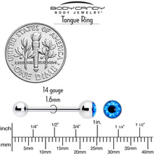 Load image into Gallery viewer, Open Blue Eye Barbell Tongue Ring