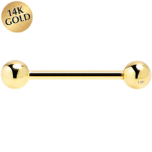 Load image into Gallery viewer, 14G 5/8 Solid 14k Yellow Gold Straight Barbell