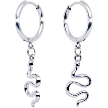 Load image into Gallery viewer, Stainless Steel Hinged Huggie Hoop Snake Dangle Earrings