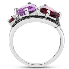 Load image into Gallery viewer, 4.07 Carat Genuine Amethyst, Rhodolite & Black Spinel .925 Sterling Silver Ring