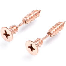 Load image into Gallery viewer, Rose Gold Stainless Steel Screw Stud Earrings Cheater Plug Set