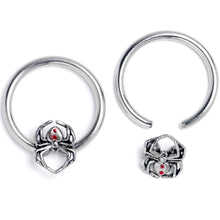 Load image into Gallery viewer, 16G 3/8 Spiders Red BCR Captive Bead Ring Set of 4
