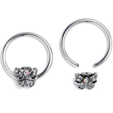 Load image into Gallery viewer, 16G 3/8 Aurora Gem Butterfly Ornate BCR Captive Ring Set of 4