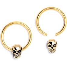 Load image into Gallery viewer, 16G 3/8 Gold Tone Gothic Skulls BCR Captive Ring Set of 4