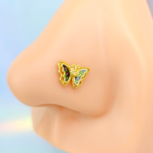Load image into Gallery viewer, 20G 7mm Vitrail Gem Classic Butterfly Golden L Shape Nose Ring