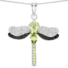 Load image into Gallery viewer, 1.98 Carat Genuine Peridot and White Topaz .925 Sterling Silver Pendant