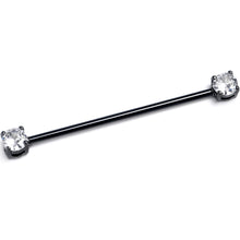 Load image into Gallery viewer, 14G Clear CZ Gem Black Internally Threaded Industrial Barbell 38mm