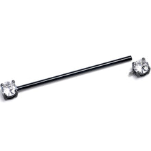 Load image into Gallery viewer, 14G Clear CZ Gem Black Internally Threaded Industrial Barbell 38mm
