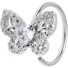 Load image into Gallery viewer, 20G 5/16 Clear CZ Gem Butterfly Delight Nose Hoop