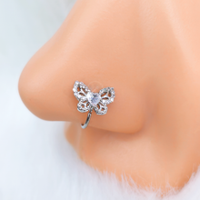 Load image into Gallery viewer, 20G 5/16 Clear CZ Gem Butterfly Delight Nose Hoop