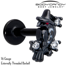 Load image into Gallery viewer, 16G 5/16 Clear CZ Gem Black Raven Witch Labret Monroe Tragus