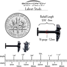 Load image into Gallery viewer, 16G 5/16 Clear CZ Gem Black Raven Witch Labret Monroe Tragus
