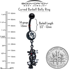 Load image into Gallery viewer, Clear CZ Gem Black Raven Witch Dangle Belly Ring