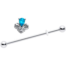Load image into Gallery viewer, 14G Blue Gem Style Simplicity Industrial Barbell 38mm