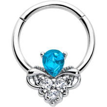 Load image into Gallery viewer, 16G 3/8 Blue Gem Style Simplicity Hinged Segment Ring