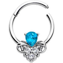 Load image into Gallery viewer, 16G 3/8 Blue Gem Style Simplicity Hinged Segment Ring