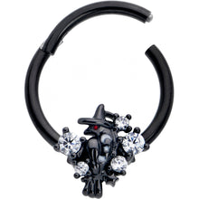 Load image into Gallery viewer, 16G 3/8 Clear CZ Gem Black Raven Witch Hinged Segment Ring