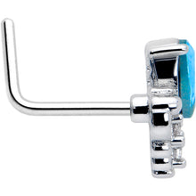 Load image into Gallery viewer, 20G 7mm Blue Gem Style Simplicity L Shape Nose Ring