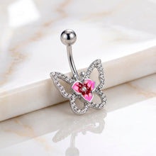 Load image into Gallery viewer, Clear Gem Fabulous Butterfly Pink Belly Ring