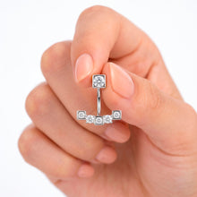 Load image into Gallery viewer, Clear CZ Gem Blocky Arch Double Mount Belly Ring
