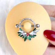 Load image into Gallery viewer, 14G 9/16 Clear Red Gem Lavish Holly Holiday Nipple Shield Set
