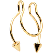 Load image into Gallery viewer, Gold Tone Horseshoe Cone Barbell Fake Nose Ring Nipple and Clip on Earring